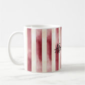 Mug Red Burgundy Cream Stripes Christmas (Gauche)
