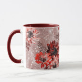 Mug Red, burgundy flowers. (Gauche)