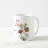 Mug Red Burgundy White Butterfly Flowers (Devant droit)