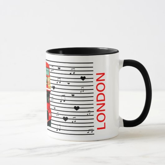 Mug Red Bus Hearts Music (Droite)