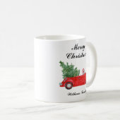 Mug Red Car Joyeux Noël Nom personnalisé (Devant droit)