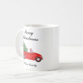 Mug Red Car Joyeux Noël Nom personnalisé (Devant gauche)
