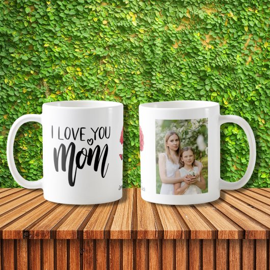 Mug Red Carnation I Love You Mom Photo
