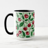 Mug Red cherries on light green gingham (Gauche)