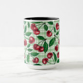 Mug Red cherries on light green gingham (Centre)