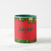 Mug Red Christmas TEMPLATE, Green Text/Name, (Centre)