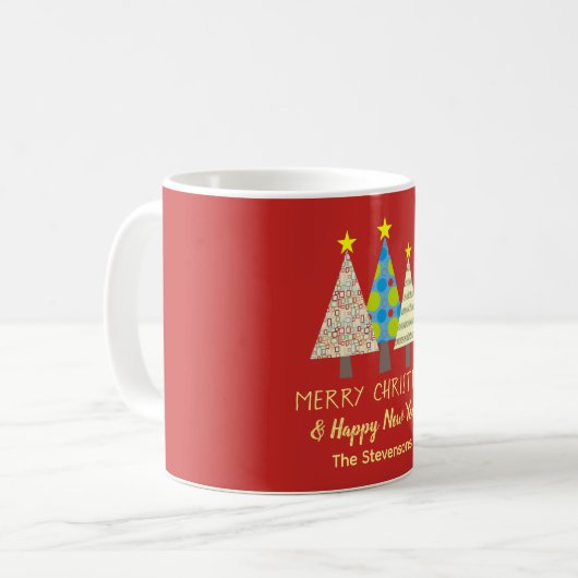 Mug Red Christmas Trees Personalized (Devant gauche)