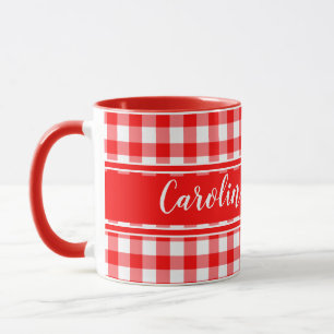 Mug Red Country En vichy Décor Agritourisme Personnal