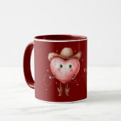 Mug Red Cowgirl Hat Boots Heart Valentine's Day (Devant gauche)