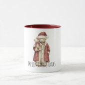 Mug Red Cream Christmas Teddy Bears (Centre)