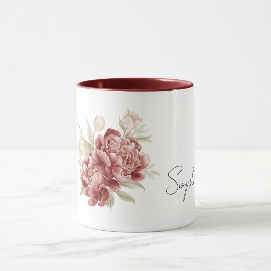 Mug Red Cream Flowers (Centre)