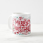 Mug Red Faux Foils Joyeux Noël Photo de Noël (Devant gauche)