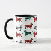Mug Red Flannel Noël Dachshunds (Gauche)
