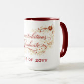 Mug Red Floral Graduation Script with Custom Year (Devant droit)