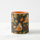 Mug Red Fox Feuilles Acorns Green (Centre)