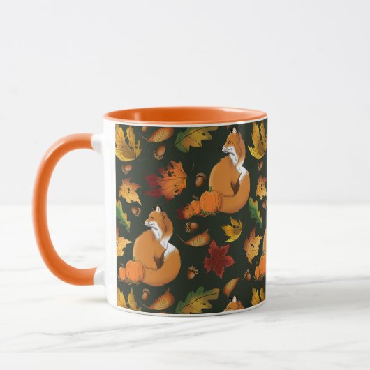 Mug Red Fox Feuilles Acorns Green (Gauche)
