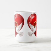Mug Red Glitter Heart With Interlocked Wedding Rings (Centre)