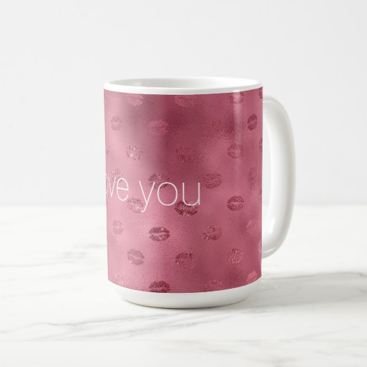Mug Red Glitzy Lips Love (Devant droit)