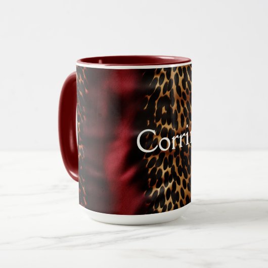 Mug Red Gold Faux Cowgirl Southwest Cowhal Nom (Devant gauche)