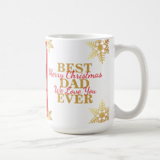 Mug Red Gold Merry Christmas Best Dad Ever Photo