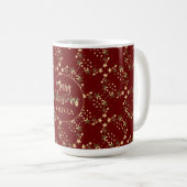 Mug Red Gold Stars Motif Avec Nom Joyeux Noël (Devant droit)