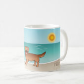 Mug Red Golden Retriever À Une Plage Tropicale D'Été (Devant droit)