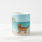Mug Red Golden Retriever À Une Plage Tropicale D'Été (Centre)