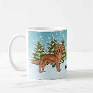 Mug Red Golden Retriever Chien Noël Nom personnalisé