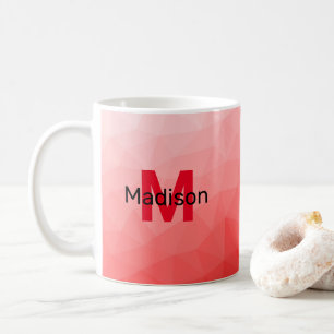 Mug Red gradient geometric mesh pattern Monogram