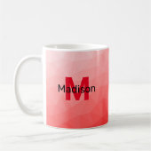 Mug Red gradient geometric mesh pattern Monogram (Gauche)