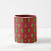 Mug Red Green & Faux Gold Christmas Trees (Centre)