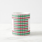 Mug Red & Green Gingham Plaid Monogram Name (Centre)