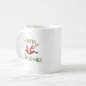 Mug Red Green Gold Joyeux rennes de Noël (Devant gauche)