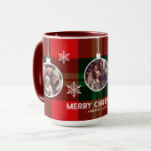 Mug Red Green Plaid Buffalo Check Photo Christmas (Devant gauche)