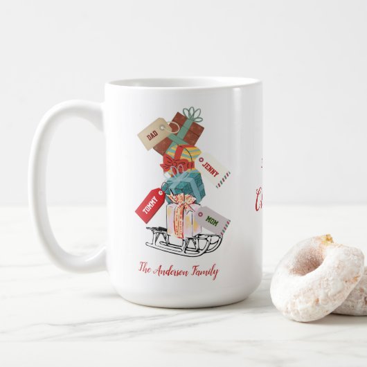 Mug Red Green Sleigh Script tendance Noël unique (Avec donut)