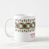 Mug Red Green Vintage Christmas Tree Plaid Pattern (Gauche)