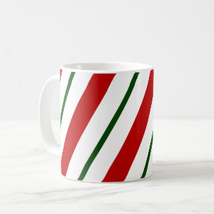 Mug Red Green & White Sucre de canne Stripes Noël