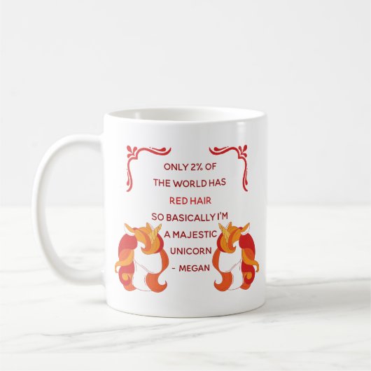 Mug Red Hair Majestic Unicorn Funny Personnalisé (Gauche)