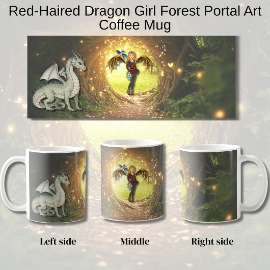 Mug Red-Haired Dragon Girl Forest Portal Art