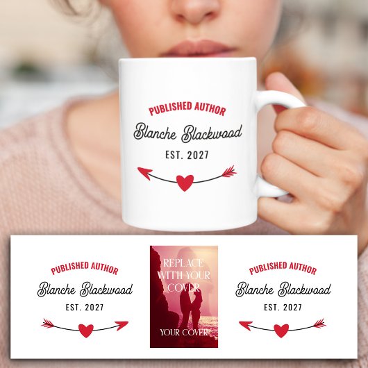 Mug Red Heart Arrow Publié Auteur Votre couverture de 