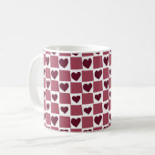 Mug Red Heart Checkerboard Pattern (Devant gauche)