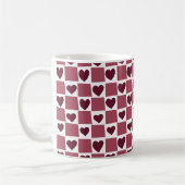 Mug Red Heart Checkerboard Pattern (Gauche)