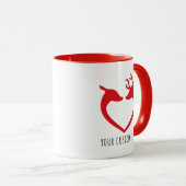 Mug Red Heart Deer Couple Personnalisé Saint Valentin (Devant droit)