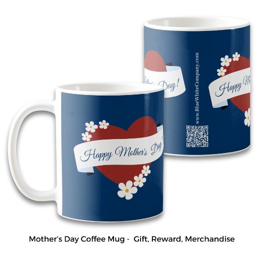 Mug Red Heart Happy Mother's Day Banner QR Code