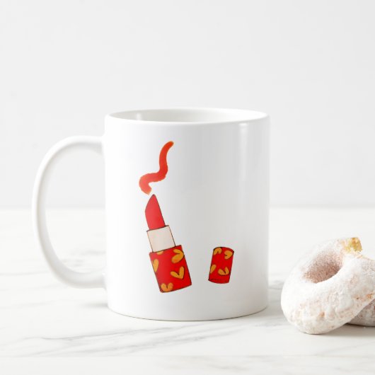 Mug Red Heart Lipstick Pop Art Design (Avec donut)
