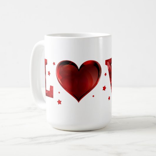 MUG RED HEART LOVE (Devant gauche)