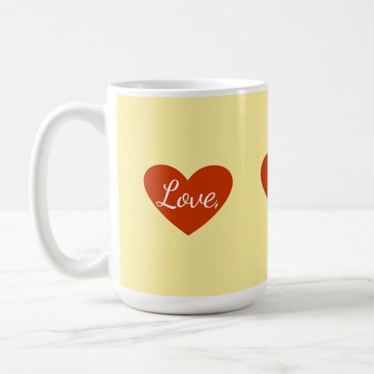 Mug Red Heart Love personnalisable (Gauche)