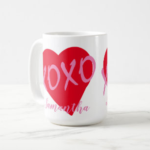 Mug Red Heart rose XOXO Valentine's Day Moderne