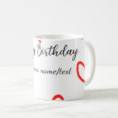 Mug Red heart shaphappy anniversaire ajouter nom texte (Devant droit)