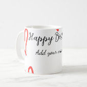 Mug Red heart shaphappy anniversaire ajouter nom texte (Devant gauche)